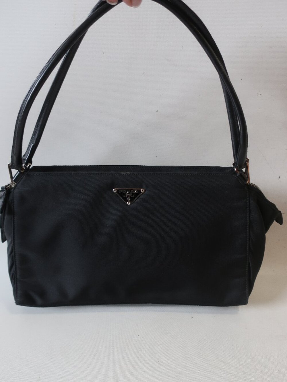 Womens Prada Nylon & Leather Black Shoulder Bag